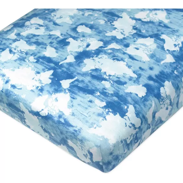 HonestBaby Fitted Crib Sheets Fits Standard Mattress Bassinet Mini Prints 100 Organic Cotton Baby Boys Girls Unisex1 Watercolor World