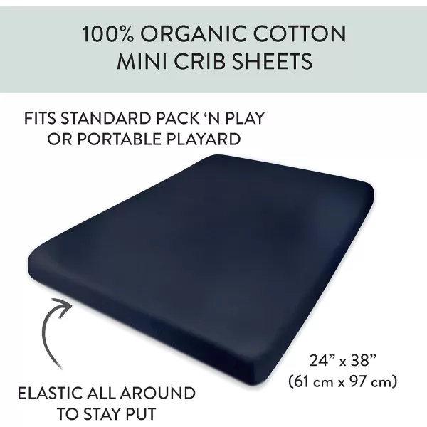 HonestBaby Fitted Crib Sheets Fits Standard Mattress Bassinet Mini Solids 100 Organic Cotton Baby Boys Girls Unisex1 Dark Navy Mini Crib Sheet