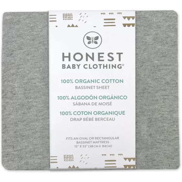 HonestBaby Fitted Crib Sheets Fits Standard Mattress Bassinet Mini Solids 100 Organic Cotton Baby Boys Girls Unisex1 Gray Heather Bassinet Sheet