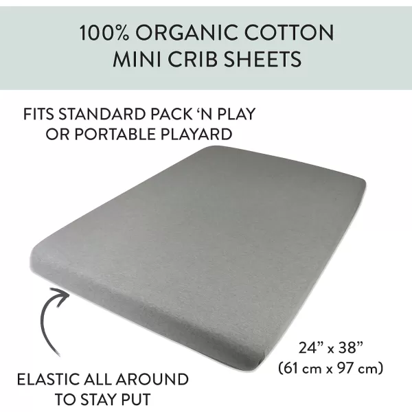HonestBaby Fitted Crib Sheets Fits Standard Mattress Bassinet Mini Solids 100 Organic Cotton Baby Boys Girls Unisex1 Gray Heather Mini Crib Sheet