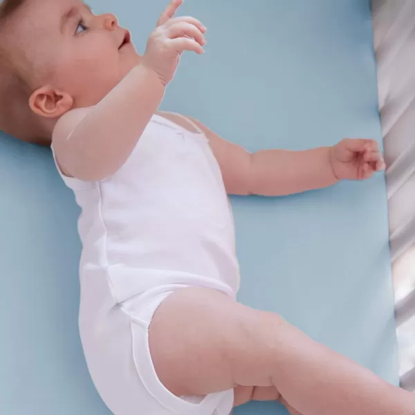 HonestBaby Fitted Crib Sheets Fits Standard Mattress Bassinet Mini Solids 100 Organic Cotton Baby Boys Girls Unisex1 Light Blue Fitted Crib Sheet