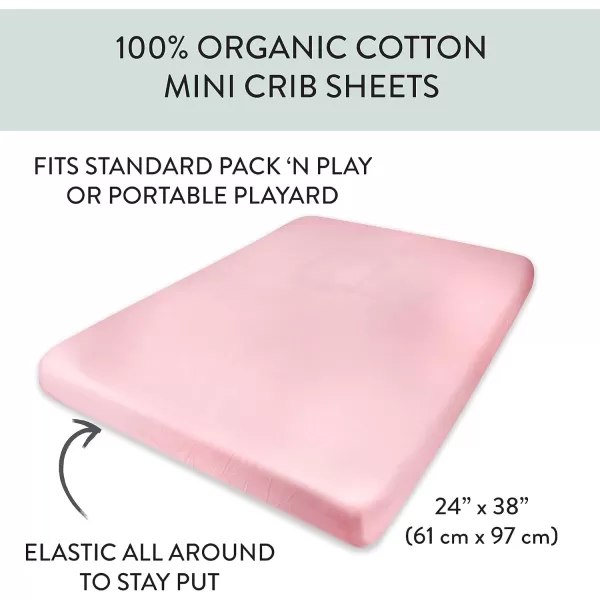 HonestBaby Fitted Crib Sheets Fits Standard Mattress Bassinet Mini Solids 100 Organic Cotton Baby Boys Girls Unisex1 Pink Mini Crib Sheet