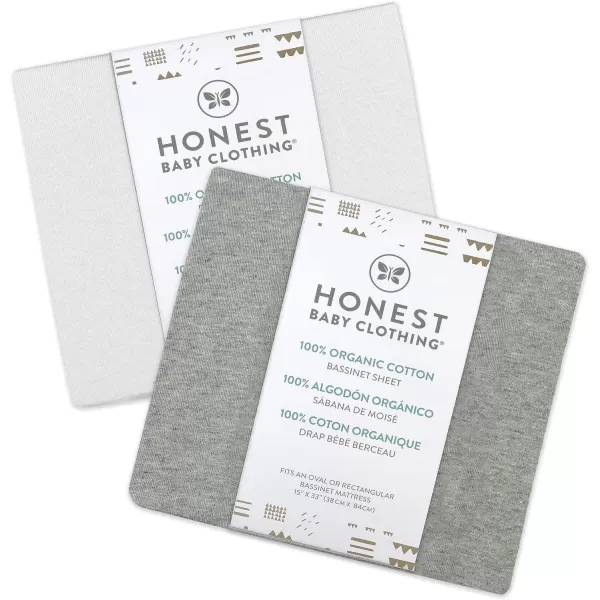 HonestBaby Fitted Crib Sheets Fits Standard Mattress Bassinet Mini Solids 100 Organic Cotton Baby Boys Girls Unisex2 Gray Heather Bassinet Sheet Set