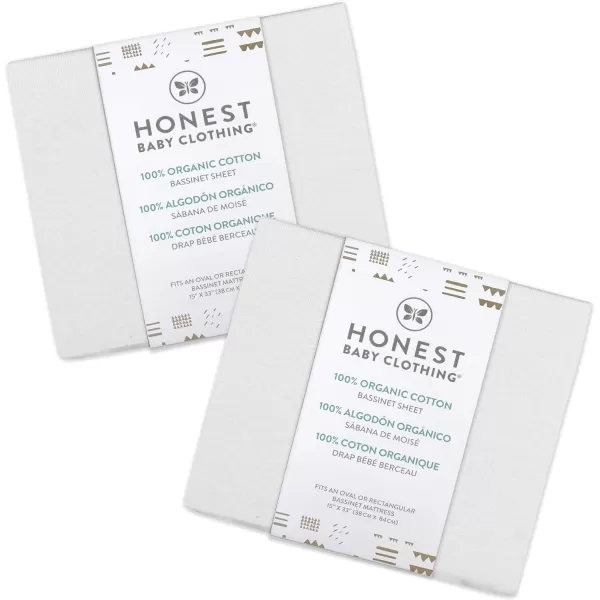 HonestBaby Fitted Crib Sheets Fits Standard Mattress Bassinet Mini Solids 100 Organic Cotton Baby Boys Girls Unisex2 White Bassinet Sheet Set