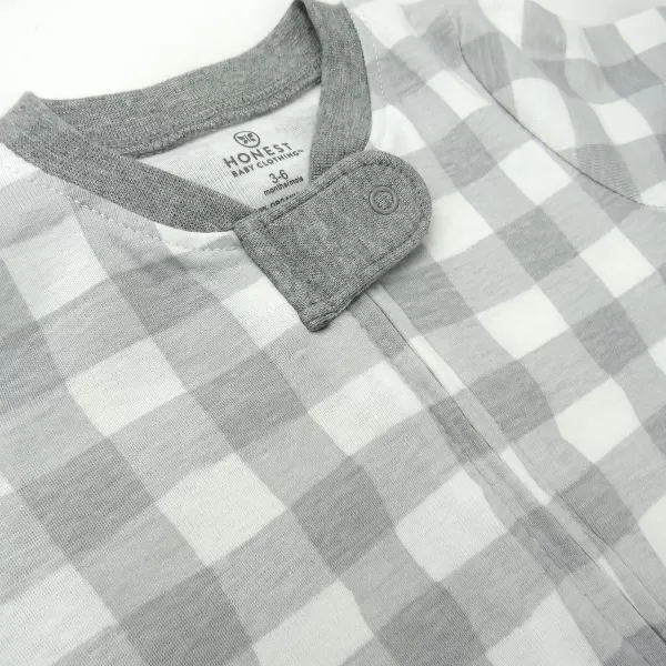 HonestBaby Footed Sleep amp Play Pajamas Organic Cotton for Infant Baby Boys LEGACY1 Gray Buffalo Check Print