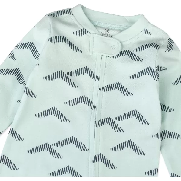 HonestBaby Footed Sleep amp Play Pajamas Organic Cotton for Infant Baby Boys LEGACY1 Pyramids Whispering Blue