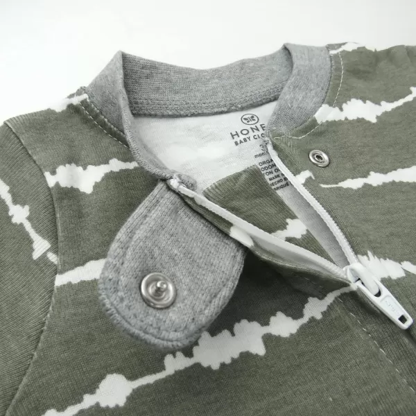 HonestBaby Footed Sleep amp Play Pajamas Organic Cotton for Infant Baby Boys LEGACY1 Shibori Stripe Gray