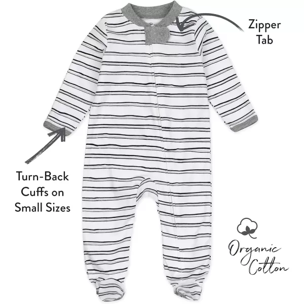 HonestBaby Footed Sleep amp Play Pajamas Organic Cotton for Infant Baby Boys LEGACY1 Sketchy Stripe