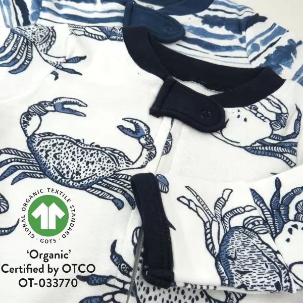 HonestBaby Footed Sleep amp Play Pajamas Organic Cotton for Infant Baby Boys LEGACY2 Crabs Navy
