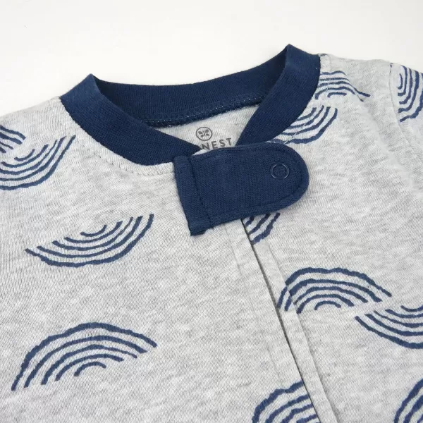 HonestBaby Footed Sleep amp Play Pajamas Organic Cotton for Infant Baby Boys LEGACY2 Shibori Stripe Navy