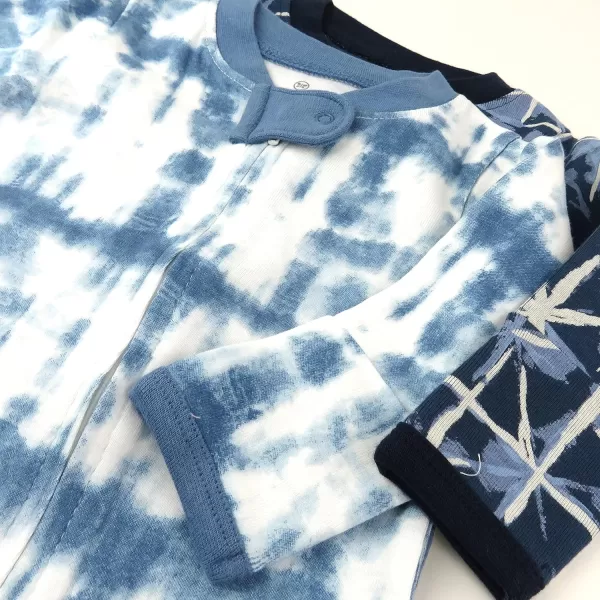 HonestBaby Footed Sleep amp Play Pajamas Organic Cotton for Infant Baby Boys LEGACY2 Tie Dye Light Blue