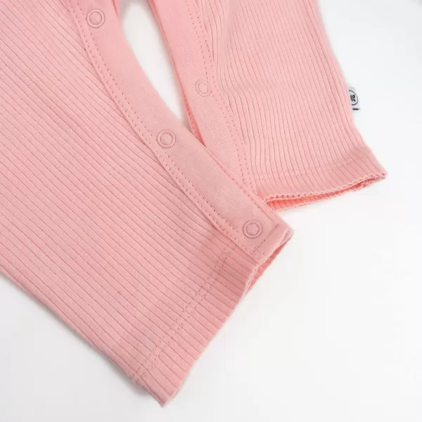 HonestBaby Girls 2piece Chunky Rib Ruffle Sleeve Coverall and Headband LegacyPainterly Pink