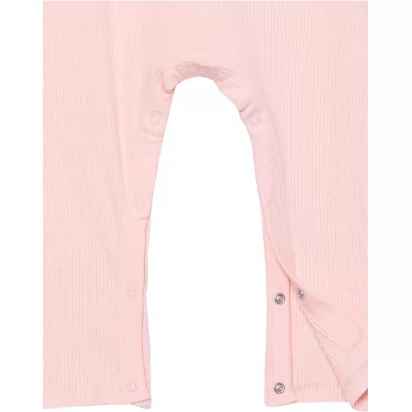 HonestBaby Girls 2piece Chunky Rib Ruffle Sleeve Coverall and Headband LegacyPainterly Pink
