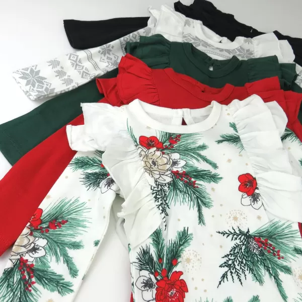 HonestBaby Long Sleeve Bodysuits Multipack Organic Cotton for Infant Baby Girls5pack Emerald Floral