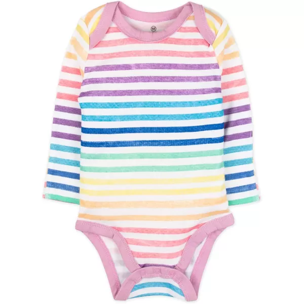 HonestBaby Long Sleeve Bodysuits Multipack Organic Cotton for Infant Baby Girls5pack Rose Blossom