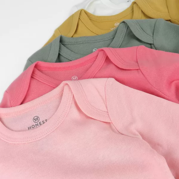 HonestBaby Long Sleeve Bodysuits Multipack Organic Cotton for Infant Baby Girls5pack Strawberry Ice
