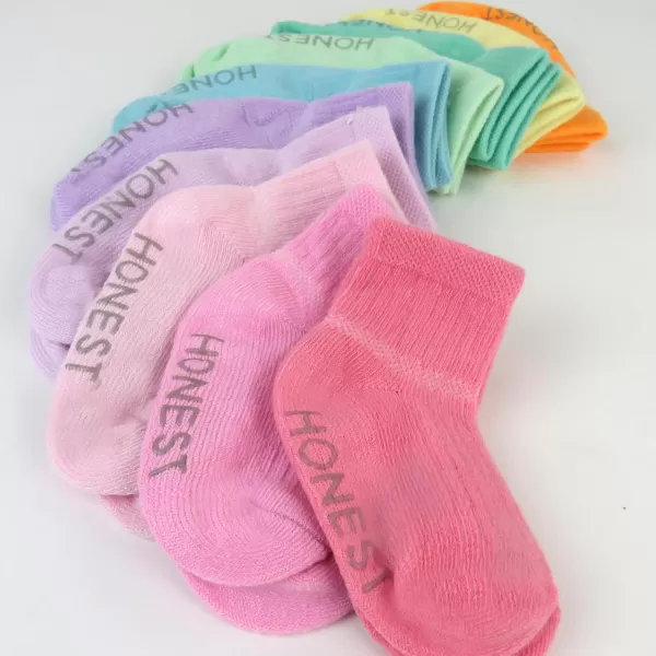 HonestBaby Multipack Cozy Socks Sustainably Made for Infant Baby Toddler Kids Boys Girls Unisex Men and WomenRainbow Pinks