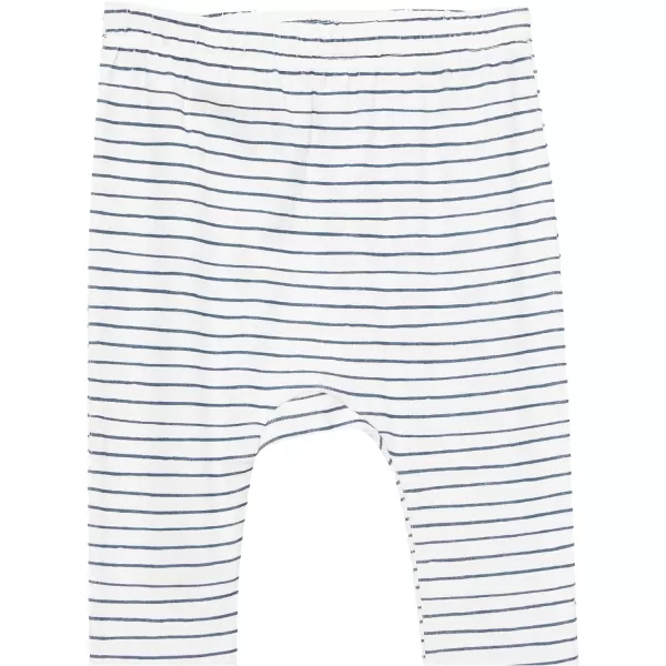 HonestBaby Multipack Harem Pants Roomy Fit Pull on Bottoms 100 Organic Cotton for Infant Baby Boys Girls Unisex Legacy3pack Classic Stripe Navy
