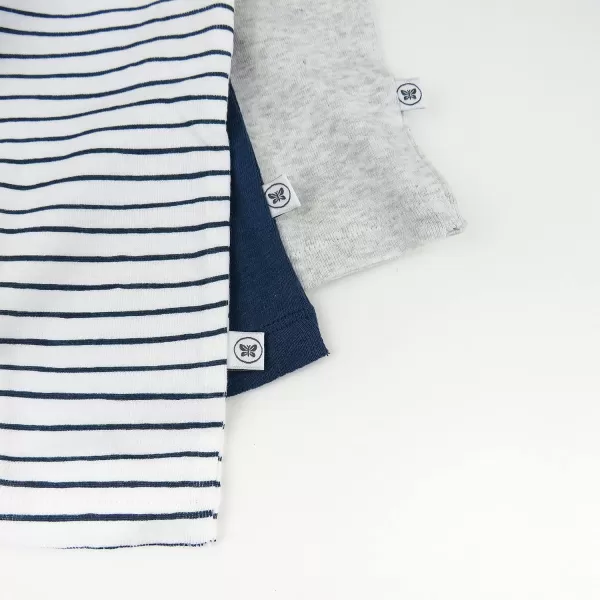 HonestBaby Multipack Harem Pants Roomy Fit Pull on Bottoms 100 Organic Cotton for Infant Baby Boys Girls Unisex Legacy3pack Classic Stripe Navy