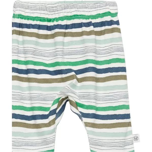 HonestBaby Multipack Harem Pants Roomy Fit Pull on Bottoms 100 Organic Cotton for Infant Baby Boys Girls Unisex Legacy3pack Hand Drawn Nature Stripe Navy