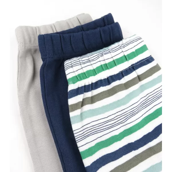HonestBaby Multipack Harem Pants Roomy Fit Pull on Bottoms 100 Organic Cotton for Infant Baby Boys Girls Unisex Legacy3pack Hand Drawn Nature Stripe Navy