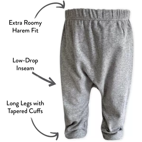 HonestBaby Multipack Harem Pants Roomy Fit Pull on Bottoms 100 Organic Cotton for Infant Baby Boys Girls Unisex Legacy4pack Gray Ombre