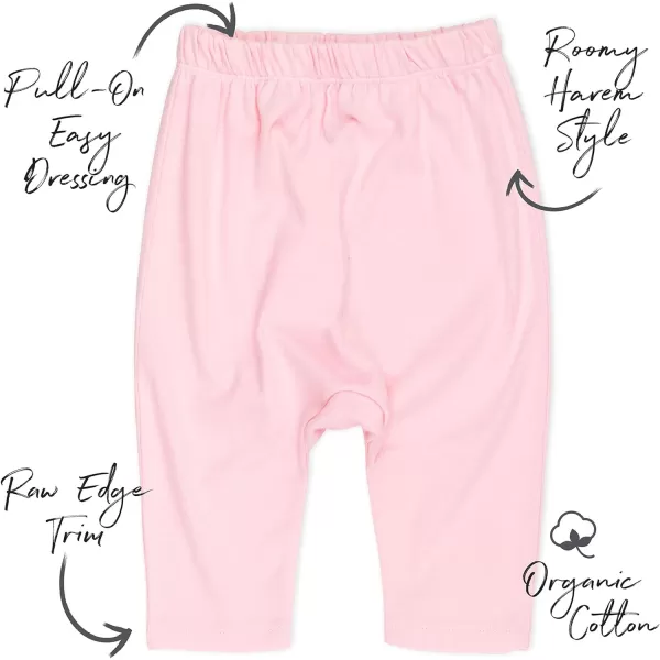 HonestBaby Multipack Harem Pants Roomy Fit Pull on Bottoms 100 Organic Cotton for Infant Baby Boys Girls Unisex Legacy4pack Rose Blossom