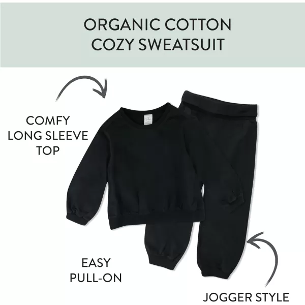 HonestBaby Multipack Pullover Hoodie Sweatshirt Jogger Sweatpant Sets Organic Cotton Baby Toddler Boys Girls UnisexBlack Night Sweatsuit