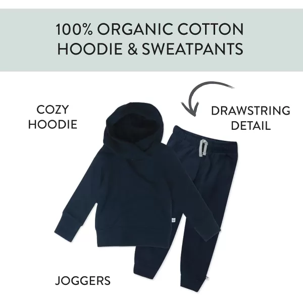 HonestBaby Multipack Pullover Hoodie Sweatshirt Jogger Sweatpant Sets Organic Cotton Baby Toddler Boys Girls UnisexDark Navy 2 Piece