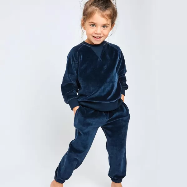 HonestBaby Multipack Pullover Hoodie Sweatshirt Jogger Sweatpant Sets Organic Cotton Baby Toddler Boys Girls UnisexDress Blues Sweatsuit