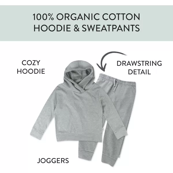 HonestBaby Multipack Pullover Hoodie Sweatshirt Jogger Sweatpant Sets Organic Cotton Baby Toddler Boys Girls UnisexHeather Grey 2 Piece