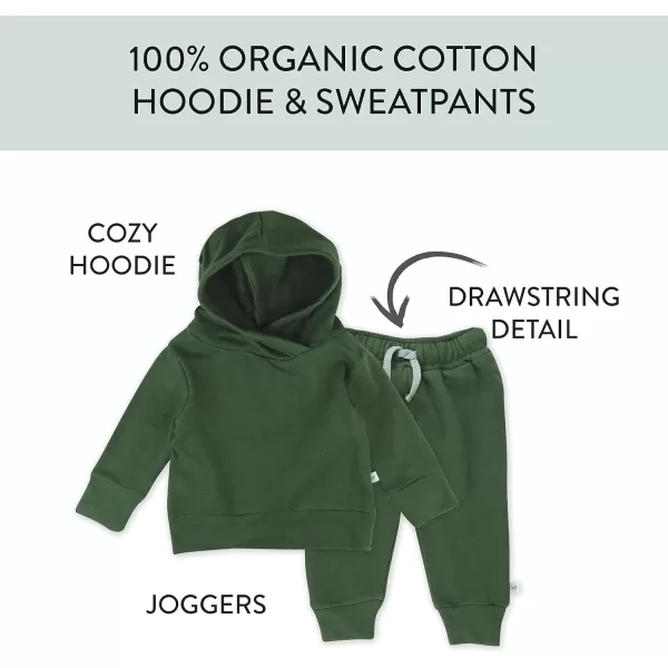 HonestBaby Multipack Pullover Hoodie Sweatshirt Jogger Sweatpant Sets Organic Cotton Baby Toddler Boys Girls UnisexMossy Ledge 2 Piece
