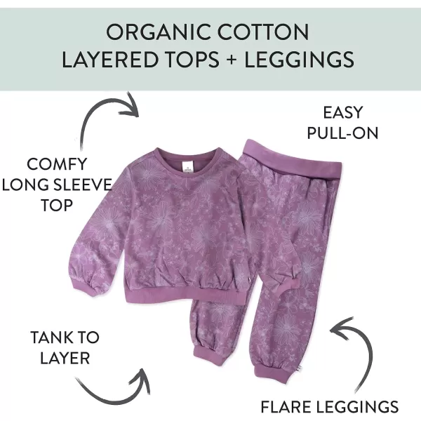 HonestBaby Multipack Pullover Hoodie Sweatshirt Jogger Sweatpant Sets Organic Cotton Baby Toddler Boys Girls UnisexSketchy Floral Purple 2 Piece