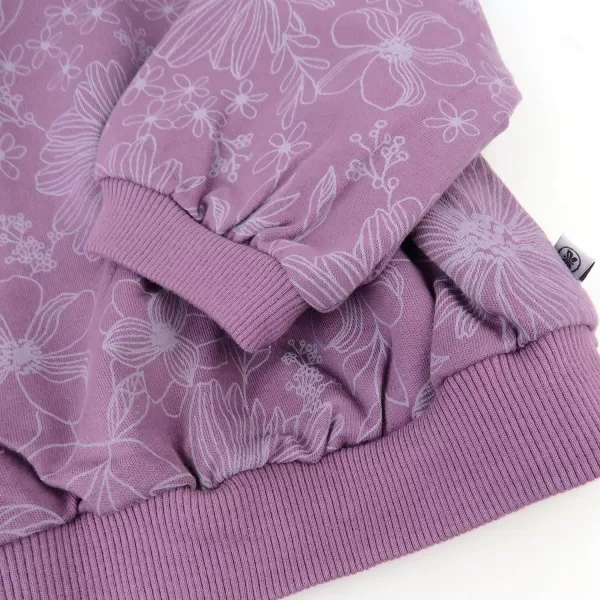 HonestBaby Multipack Pullover Hoodie Sweatshirt Jogger Sweatpant Sets Organic Cotton Baby Toddler Boys Girls UnisexSketchy Floral Purple 2 Piece