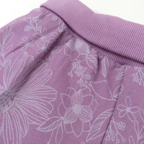 HonestBaby Multipack Pullover Hoodie Sweatshirt Jogger Sweatpant Sets Organic Cotton Baby Toddler Boys Girls UnisexSketchy Floral Purple Sweatsuit