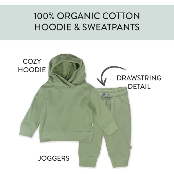 HonestBaby Multipack Pullover Hoodie Sweatshirt Jogger Sweatpant Sets Organic Cotton Baby Toddler Boys Girls UnisexSwamp 2 Piece