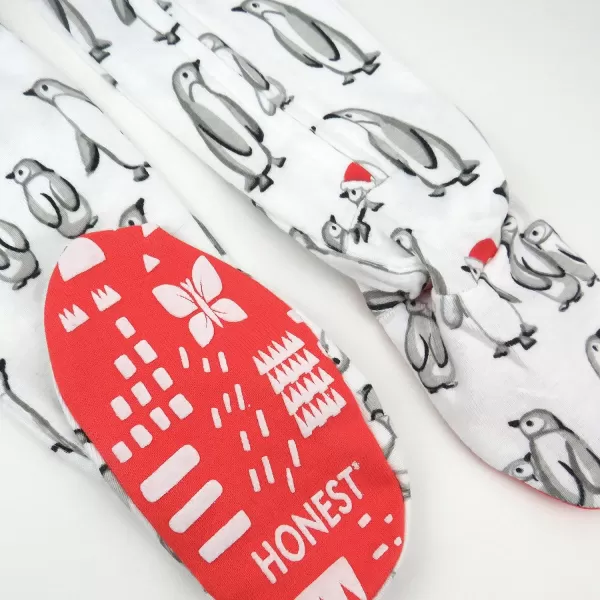 HonestBaby NonSlip Footed Holiday Pajamas OnePiece Sleeper ZipFront PJs Organic Cotton for BabyBoys Girls UnisexLEGACY2pack Penguin Party