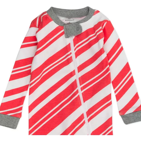 HonestBaby NonSlip Footed Holiday Pajamas OnePiece Sleeper ZipFront PJs Organic Cotton for BabyBoys Girls UnisexLEGACYCandy Cane