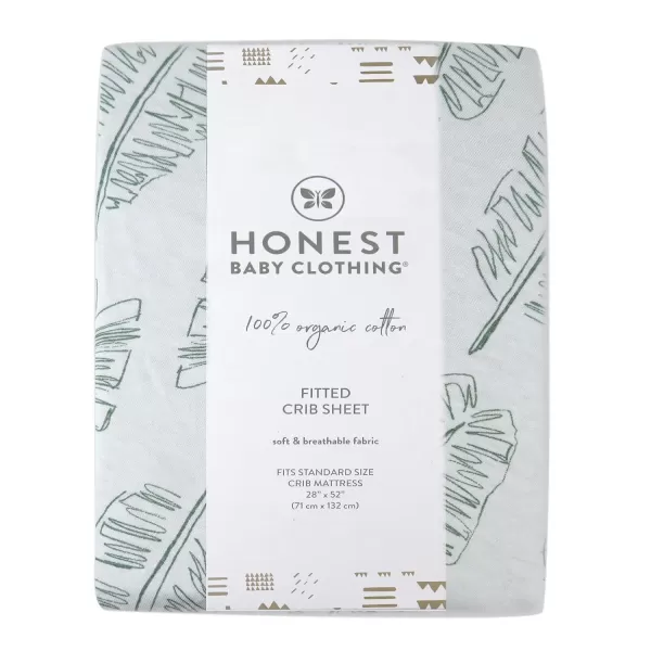 HonestBaby Organic Cotton Fitted Crib Sheet Strawberry Pink Floral One SizeJumbo Leaf Sage One Size