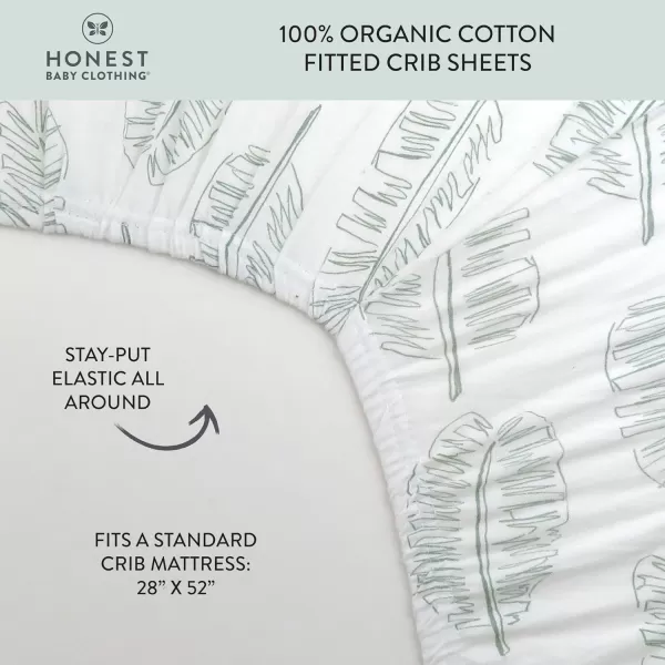 HonestBaby Organic Cotton Fitted Crib Sheet Strawberry Pink Floral One SizeJumbo Leaf Sage One Size