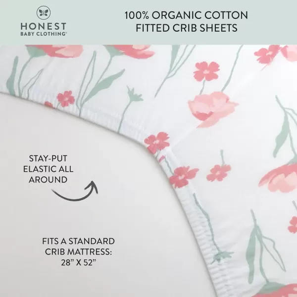 HonestBaby Organic Cotton Fitted Crib Sheet Strawberry Pink Floral One SizeStrawberry Pink Floral One Size
