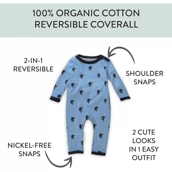 HonestBaby Romper Coverall Sets Onepiece Jumpsuit Organic Cotton1 Blue Lion Crest Reversible Coverall