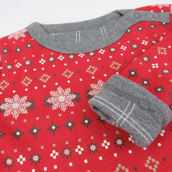 HonestBaby Romper Coverall Sets Onepiece Jumpsuit Organic Cotton1 Fair Isle Red Reversible Coverall