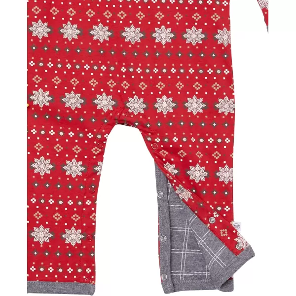 HonestBaby Romper Coverall Sets Onepiece Jumpsuit Organic Cotton1 Fair Isle Red Reversible Coverall