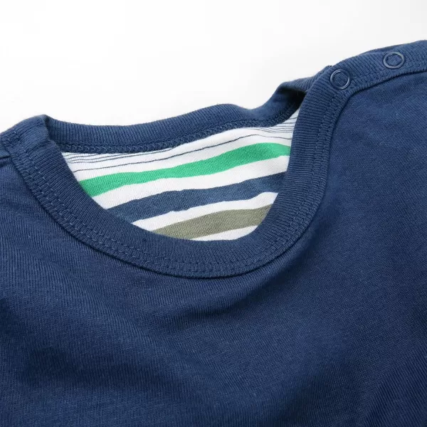 HonestBaby Romper Coverall Sets Onepiece Jumpsuit Organic Cotton1 Hand Drawn Nature Stripe Navy Reversible Coverall