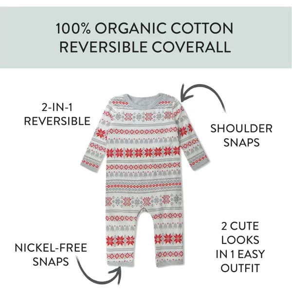 HonestBaby Romper Coverall Sets Onepiece Jumpsuit Organic Cotton1 Light Gray Heather Reversible Coverall