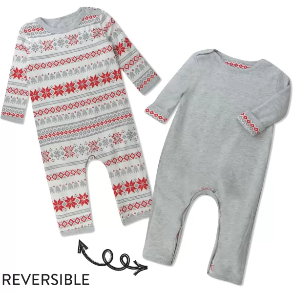 HonestBaby Romper Coverall Sets Onepiece Jumpsuit Organic Cotton1 Light Gray Heather Reversible Coverall