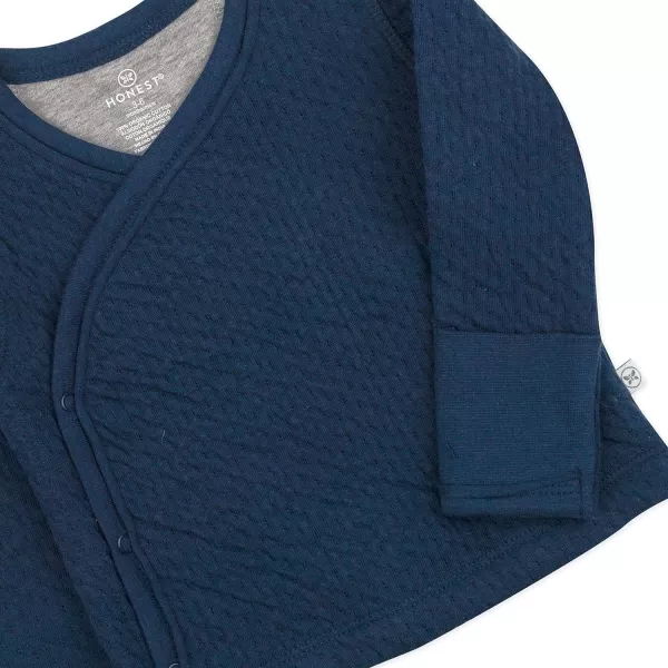 HonestBaby SideSnap Matelasse Mini Quilted Top in Cozy 100 Organic Cotton Infant Baby Boys Girls UnisexDark Navy