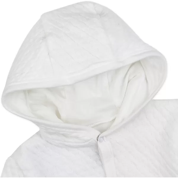 HonestBaby SnapFront Hooded Jackets SideSnap Top Hoodies in Cozy 100 Organic Cotton Infant Baby Boys Girls UnisexBright White