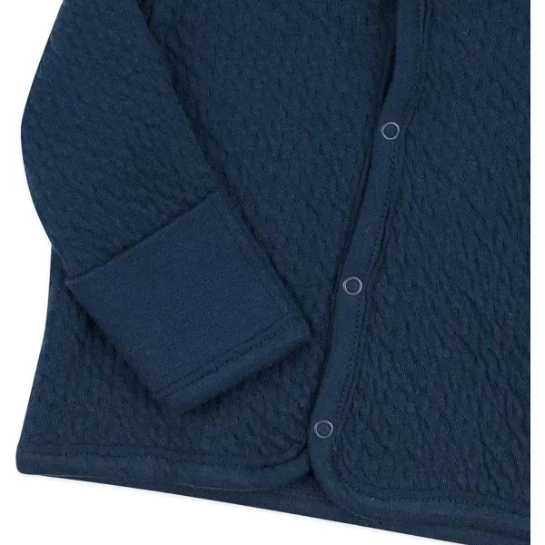 HonestBaby SnapFront Hooded Jackets SideSnap Top Hoodies in Cozy 100 Organic Cotton Infant Baby Boys Girls UnisexDark Navy